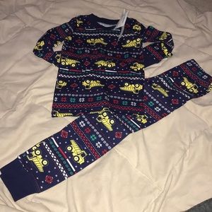 Toddler boy construction Xmas pjs